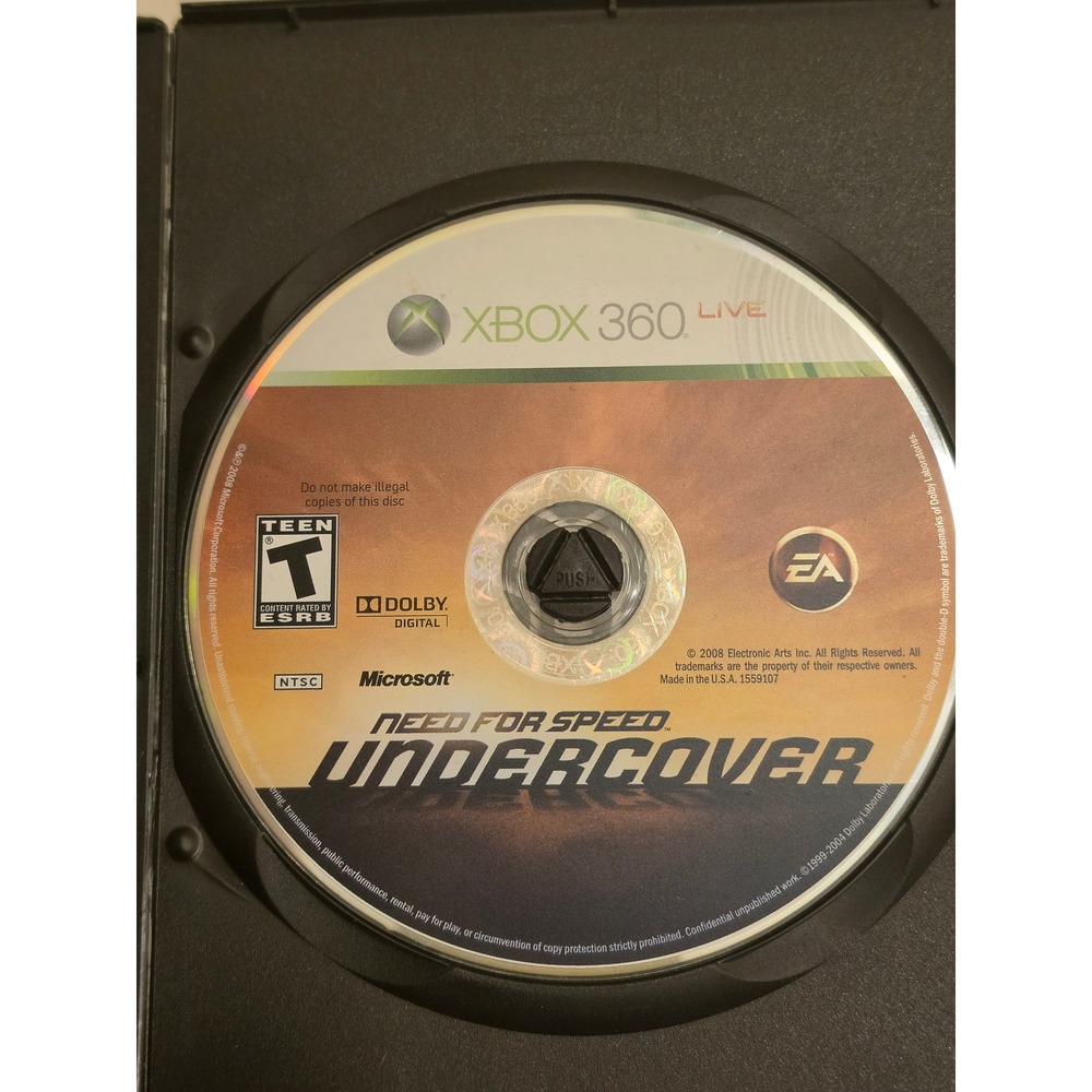 Need for Speed Undercover Xbox 360 Disc Only NTSC EA Games 2008 Racing T Teen
